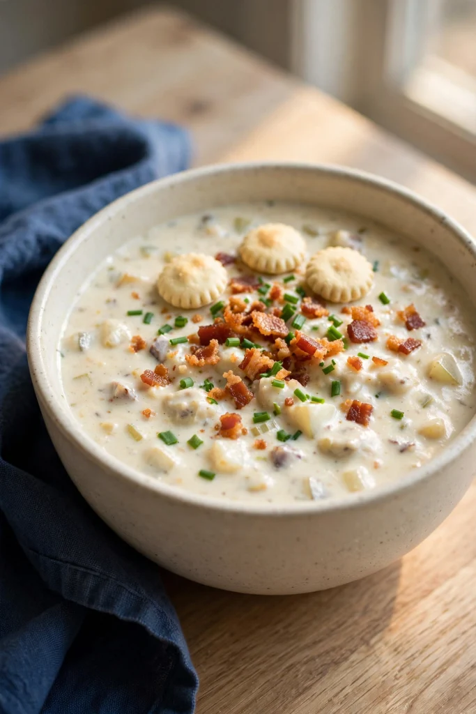 creamy clam chowder bowl
